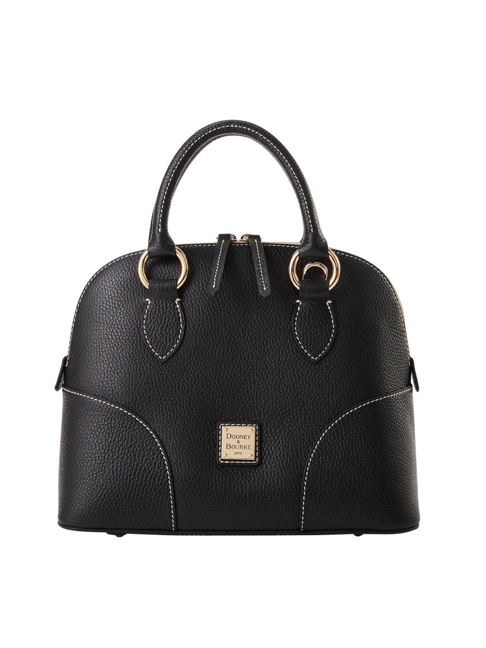 Dooney & Bourke Black Pebble Lucca Leather Dome Satchel with Gold Hardware - New